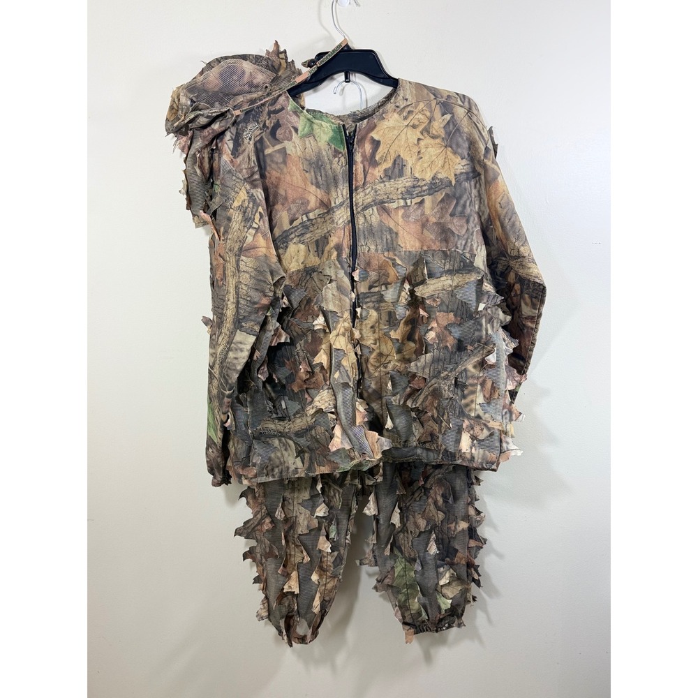 Vintage Underbrush Ghillie Suit Men's L 3PC 3D Leafy Camo Hunting Made USA
